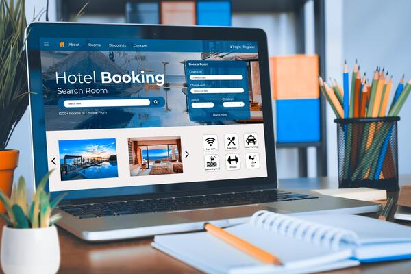 Online hotel accommodation booking website provide modish reservation system travel technology concept photo